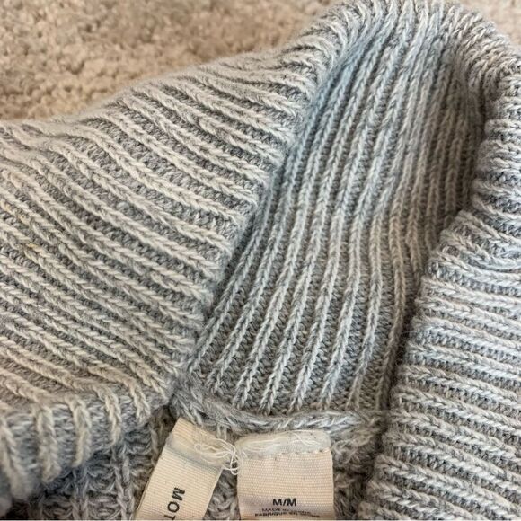 ANTHROPOLOGIE moth gray front tie ribbed turtleneck sweater Sz M - Picture 6 of 10